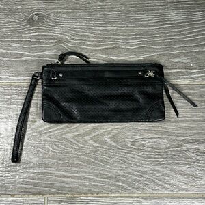 Banana Republic Black Leather Wristlet Bag Top & Side Zipper 8.5" x 4.5"